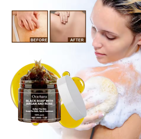 🌹Zensoria™ OCEAURA Jabón Negro con Argán y Rosa