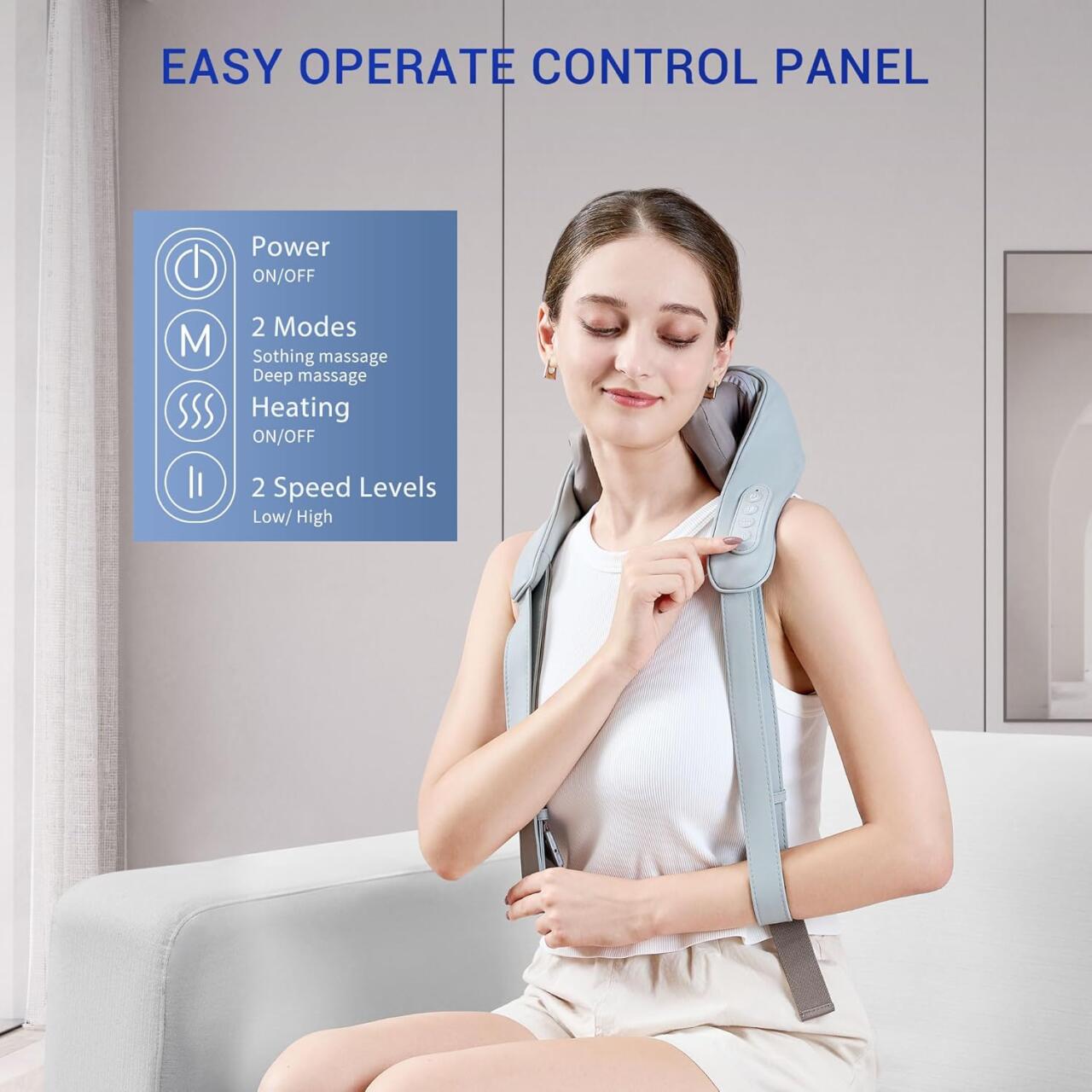 Zensoria™ Manta de Masaje Ergonómica con Calor y 8 Cabezales Shiatsu